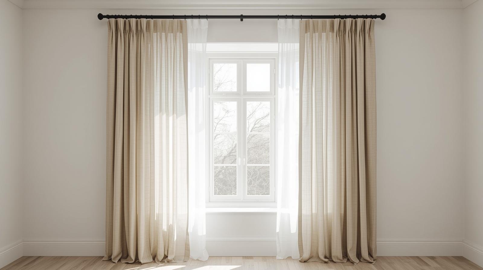 Cortinas instaladas en ventana de balcón español